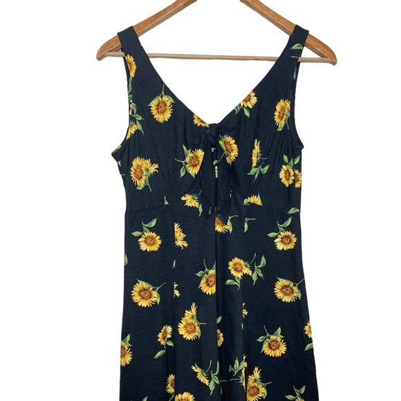 I.N. San Francisco Sundress Sunflower Mini Dress Tie Front Sleeveless Size 7 - Picture 2 of 10
